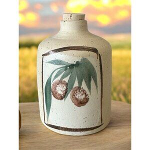 Olive Oil Bottle Ceramic Hand Made Batya Erdstein Israel Signed Judaica 4.5"